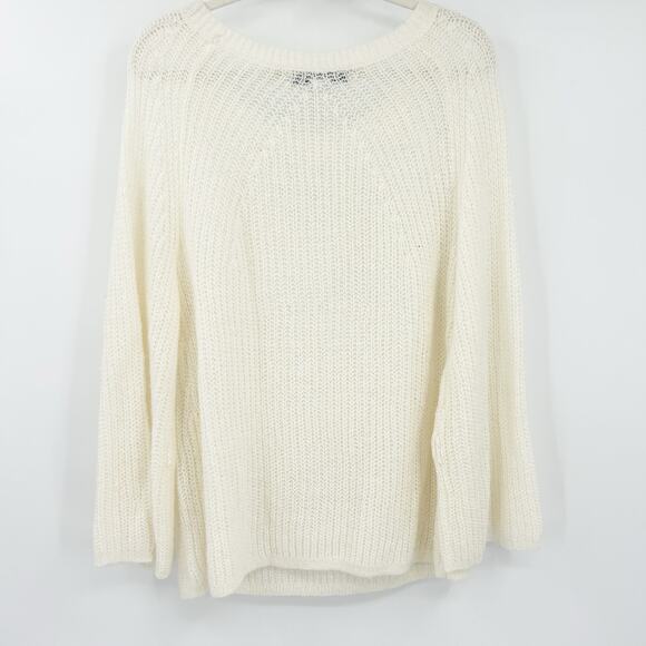Project Naadam Womens Fall Preppy Open Knit Semi Sheer Sweater Size M‎ Ivory - Picture 5 of 5